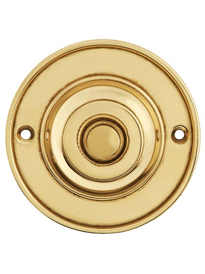 3 inch Round Brass Door Buzzer Button in Polished Brass.